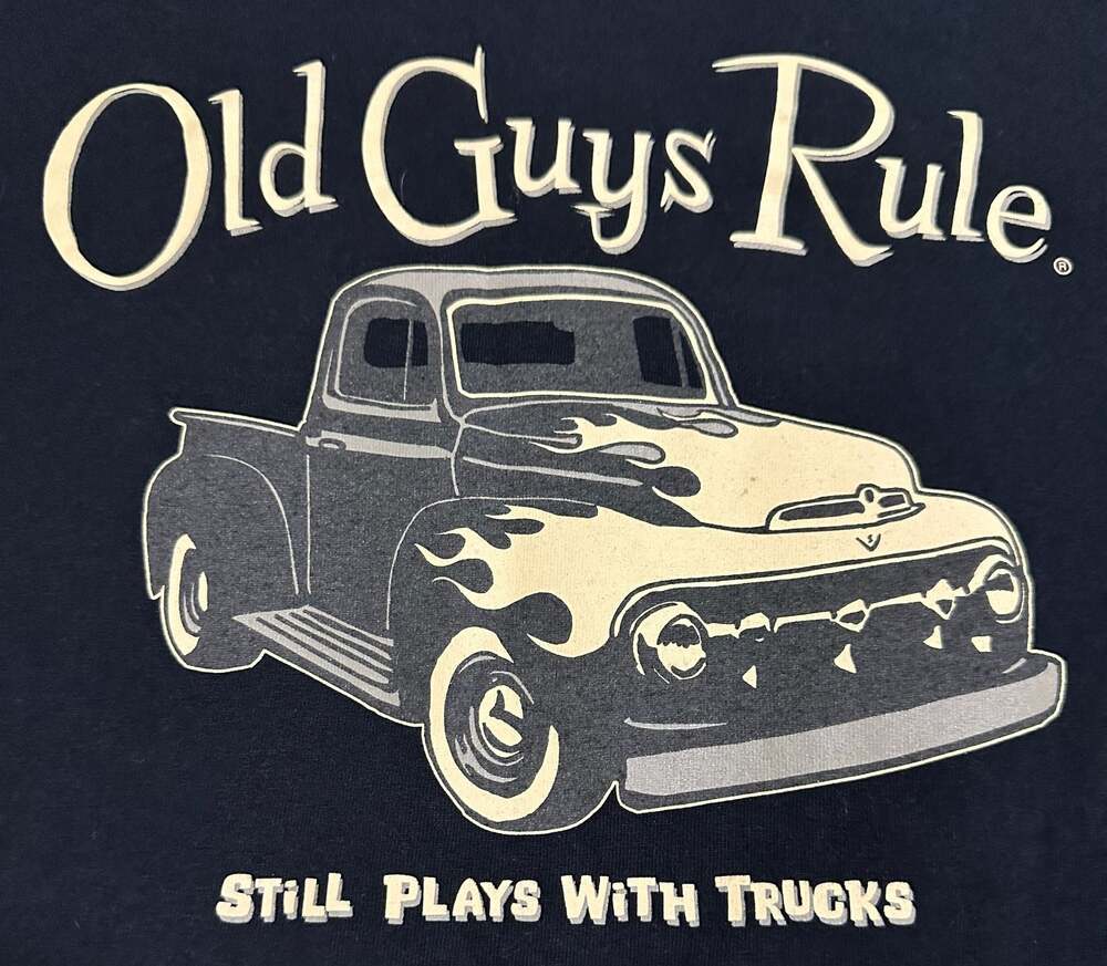 Old Guys Rule Still Plays With Trucks Pickup Truck Graphic T-Shirt, Size XL